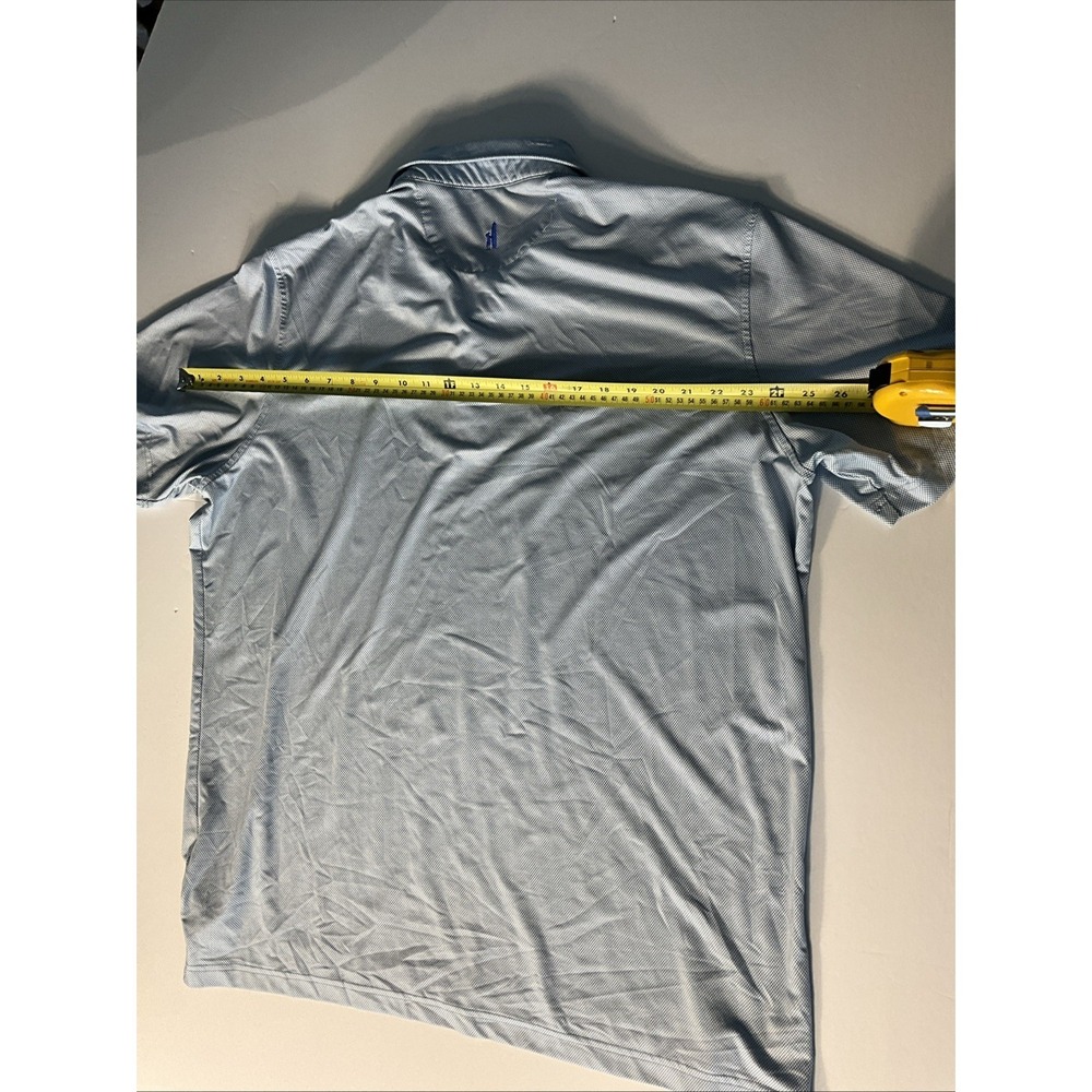 Johnnie-O Polo Shirt Mens XL Light Blue Performance Golf Farm Neck Logo - Picture 7 of 7